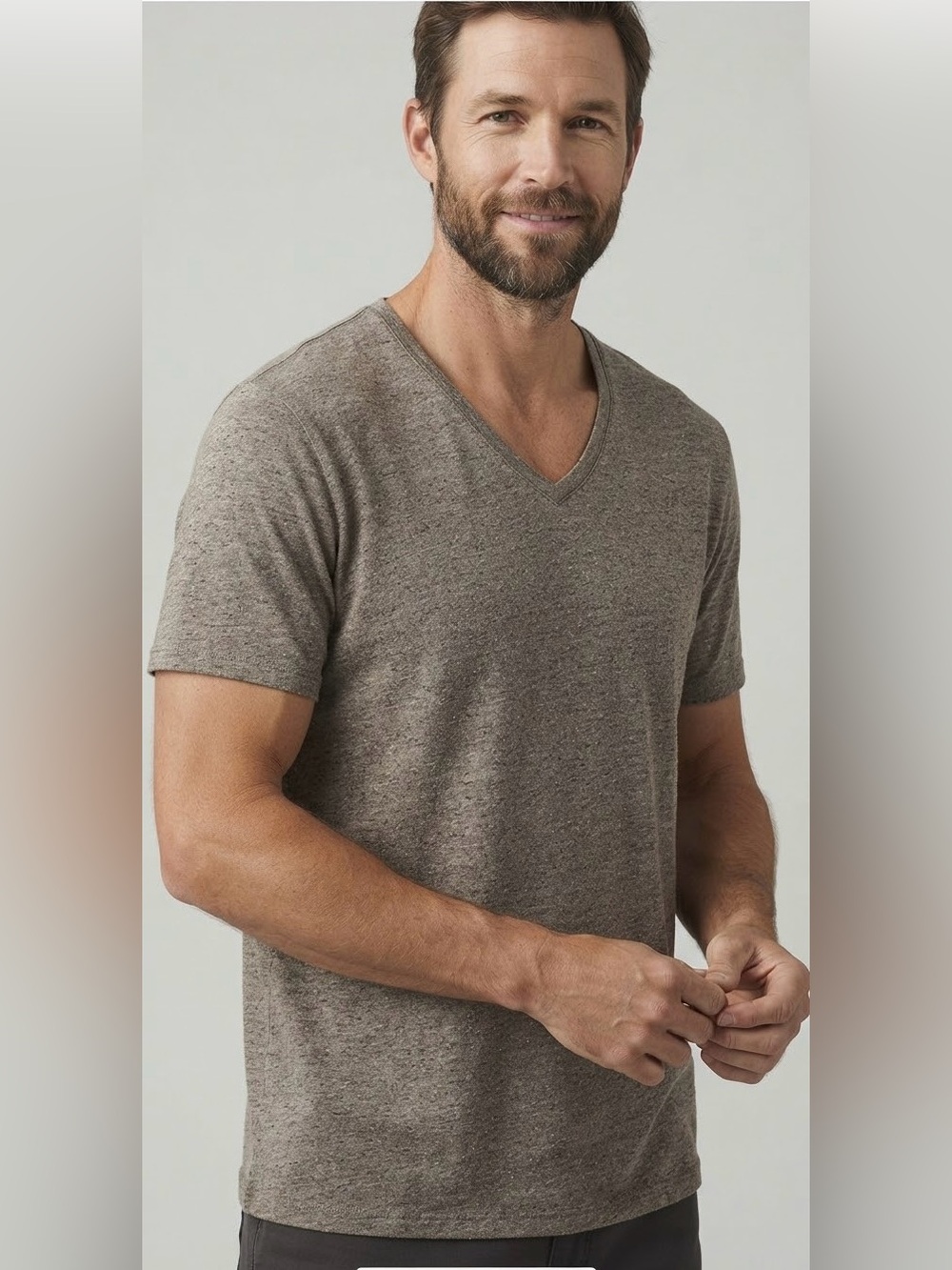 prAna Tee Shirt Men's Heathered Brown V-Neck Short Sleeve NWT Size XL